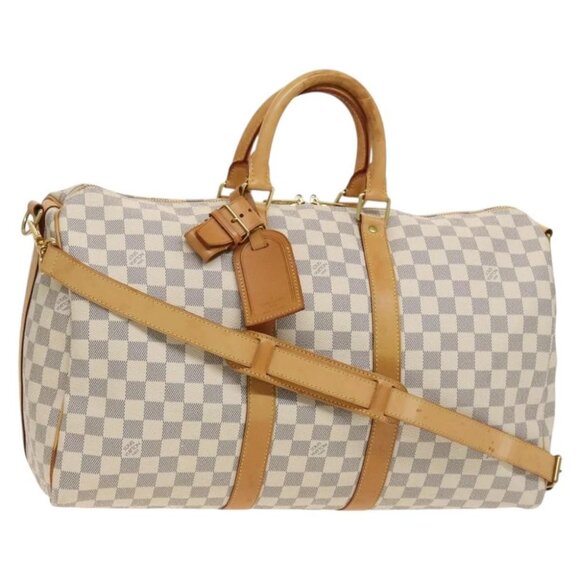 LOUIS VUITTON Damier Azur Keepall Bandouliere 45 Boston Bag N48223 Auth 131473 - Picture 1 of 14